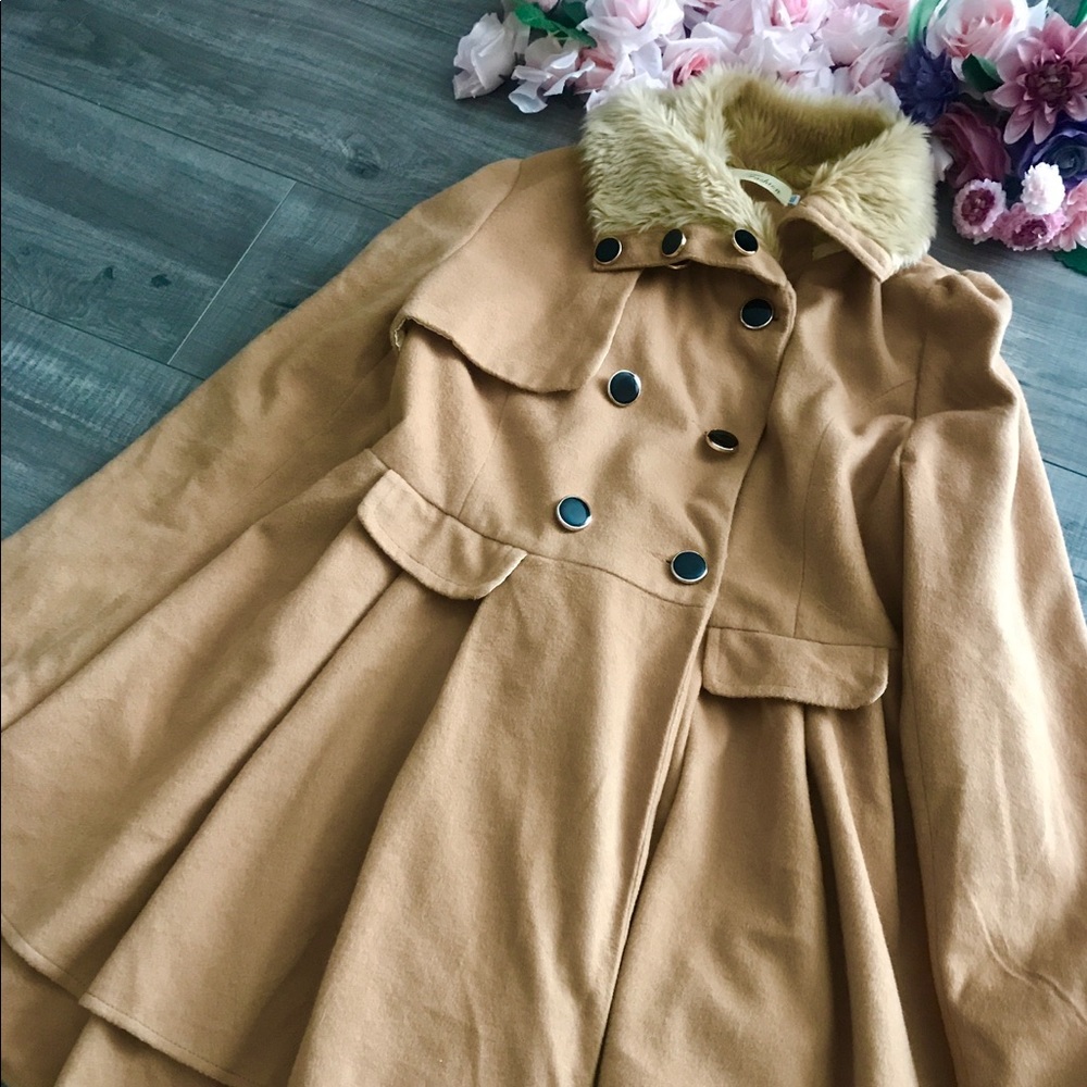 SOLD Tan Ruffle Coat